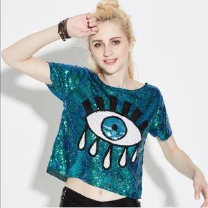 Iridescent Evil Eye Sequin Tee